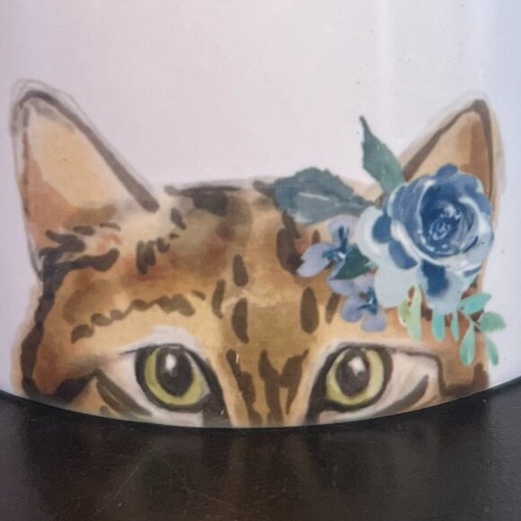 PUMPKIN the Green Eyed Cat Peeking Out at You ~ Ceramic Coffee Mug ~ Kitten - Picture 5 of 9